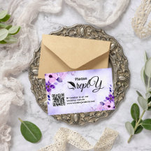 Lila Hochzeit RSVP | QR-Code Minimalistisch