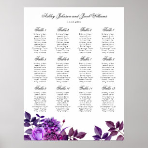 Lila Hochzeit Sitzordnung Druck. Violette Blumen Poster