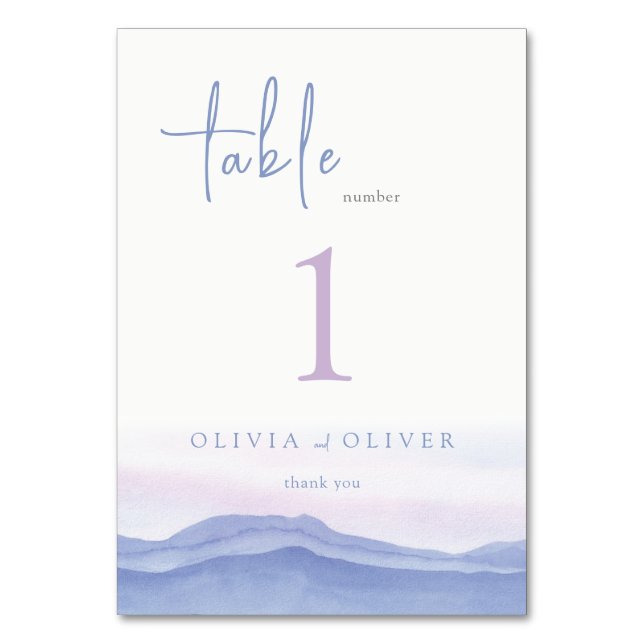 Lila Hochzeit Tischnummer (Vorderseite)
