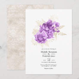 Lila Hochzeit und Hochzeit von Elfenbein Einladung