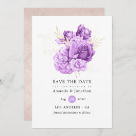 Lila Hochzeit und Hochzeit von Elfenbein Save The Date