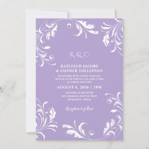 Lila Hochzeit Vintag elegant formell Einladung