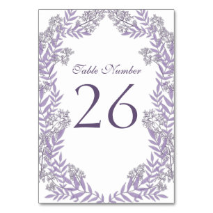 Lila Hochzeit Vintage Botanisch Tischnummer