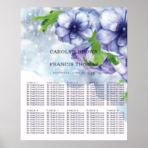 Lila Hochzeit von Floral Anemone Sitzkarten Poster