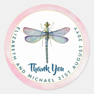 Lila Hochzeitbudget für Drachenfliege Runder Aufkleber