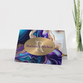 Lila Hochzeiten, Hochzeiten in Gold und Aqua Dankeskarte