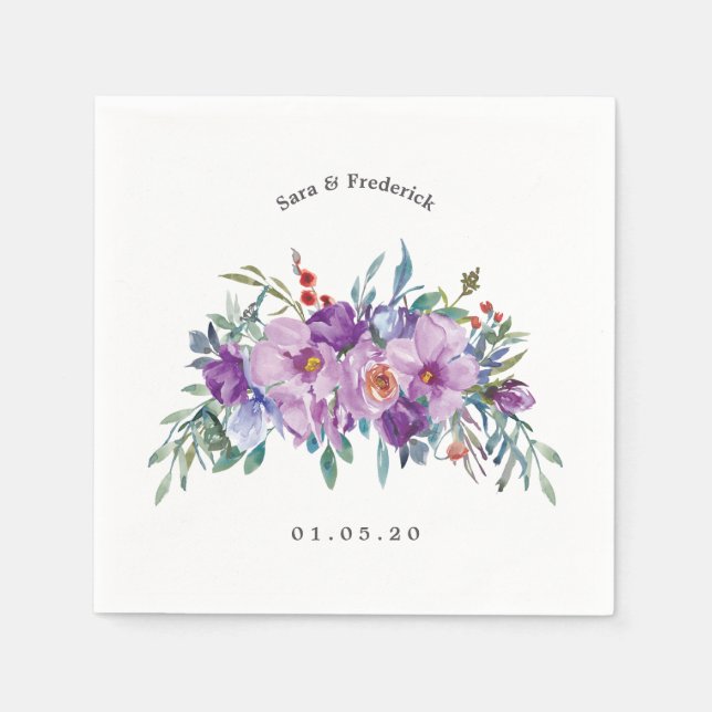 Lila Hochzeiten in Magnolien und Rose Serviette (Vorderseite)