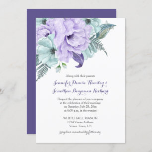 Lila Hochzeiten von Lavendel- und Minzpferden Einladung