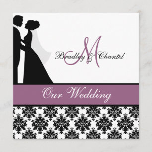 Lila Hochzeits-Paar-Hochzeits-Einladung Einladung