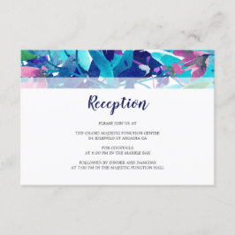 Lila Hochzeitsempfehlung für florale Foliage Navy Begleitkarte