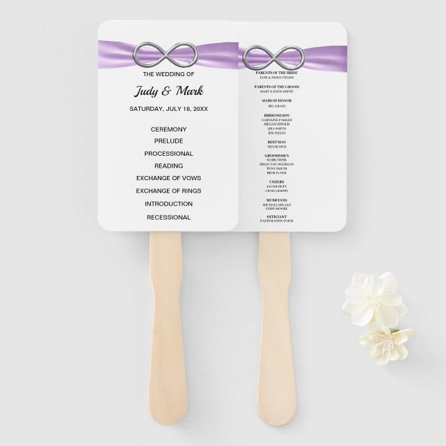 Lila Hochzeitsfans Fächer (Vorne und Hinten)