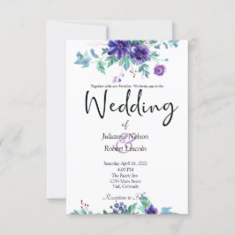 Lila Hochzeitsfeier mit Aquarell Einladung