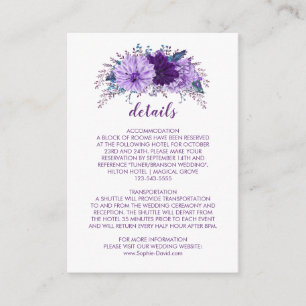 Lila Hochzeitsinformationen von Lavender Floral Pl Begleitkarte