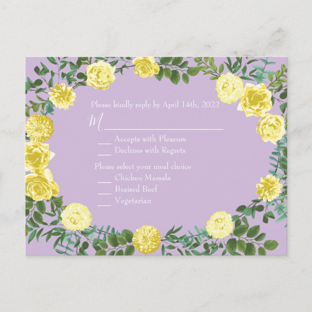 Lila Hochzeitskarte für  Lilac-Rose Postkarte (Vorderseite)