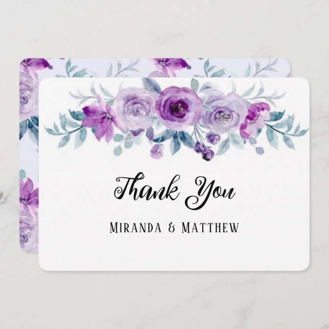 Lila Hochzeitskartentour Einladung (Vorne/Hinten)