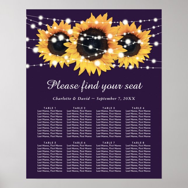 Lila Hochzeitskizze für Sonnenblumen 8 Poster (Vorne)