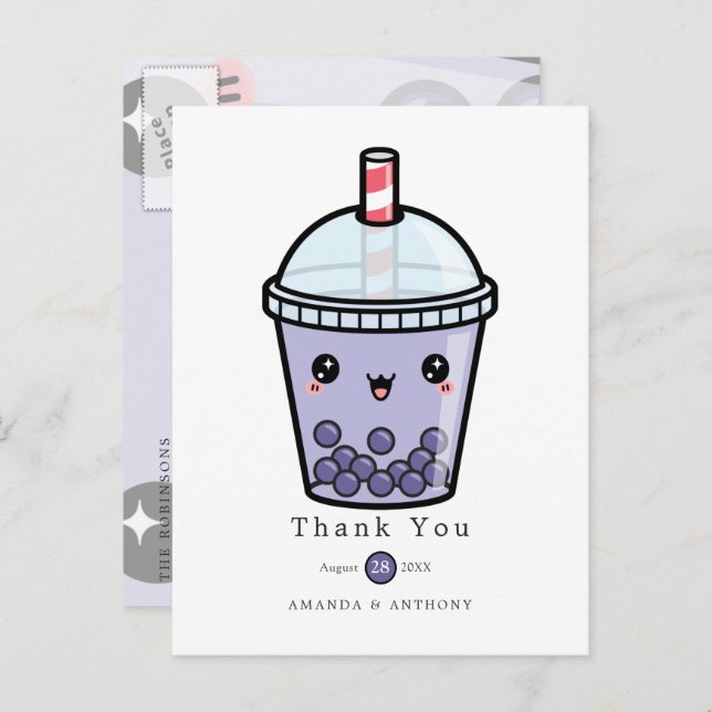 Lila Hochzeitskur für Wasserfarben dank Postkarte (Vorne/Hinten)