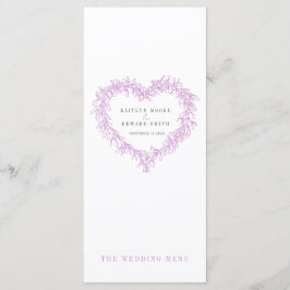 Lila Hochzeitsmenüs aus Mistletoe Menükarte