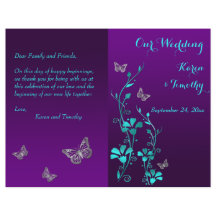 Lila Hochzeitsprogramm für Aquamarine Schmetterlin