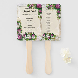 Lila Hochzeitsprogramm für Hydrangea und Spitzen Fächer