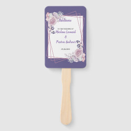 Lila Hochzeitsprogramm für moderne geometrische Ra Fächer