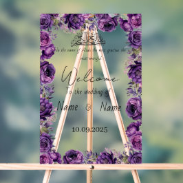 Lila Hochzeitsschild aus Plexiglas Acrylschild