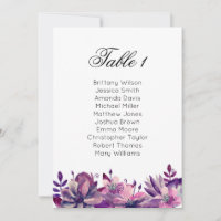 Lila Hochzeitssitzkarte. Boho-Tabellenplan