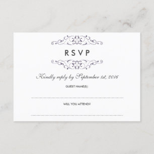 Lila Hochzeitsszenierung RSVP Karte