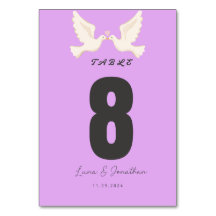 Lila Hochzeitstisch-Nummernschild | Elegante Schri