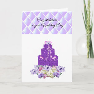 Lila Hochzeitstorte Blumengratulationskarte Karte
