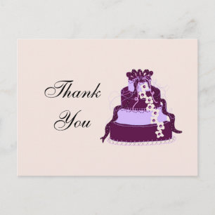 Lila Hochzeitstorte Dankeschön-Postkarte Postkarte