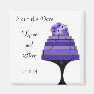 Lila Hochzeitstorte Save the Date Magnet