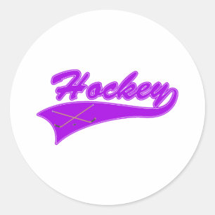 Lila Hockey-Logo Runder Aufkleber