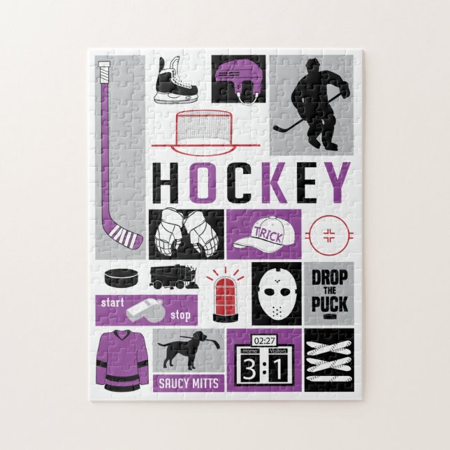 Lila Hockeyspieler Puzzle (Vertikal)