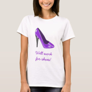 Lila hohe Fersen-Schuh-T - Shirt