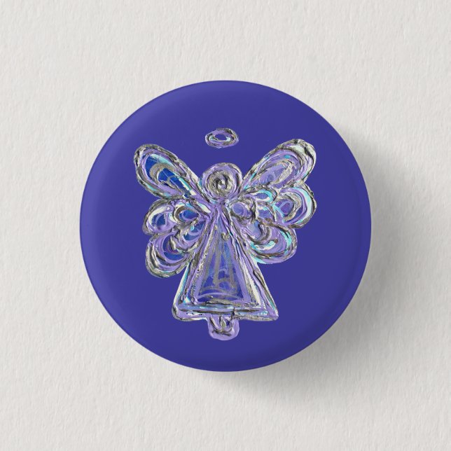 Lila Holiday Guardian Angel Custom Button Button (Vorderseite)
