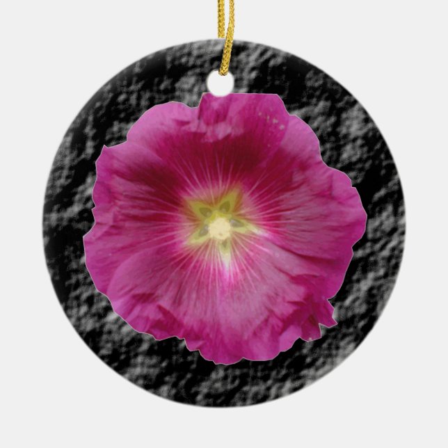 Lila Hollyhocks-Ornament Keramikornament (Vorne)