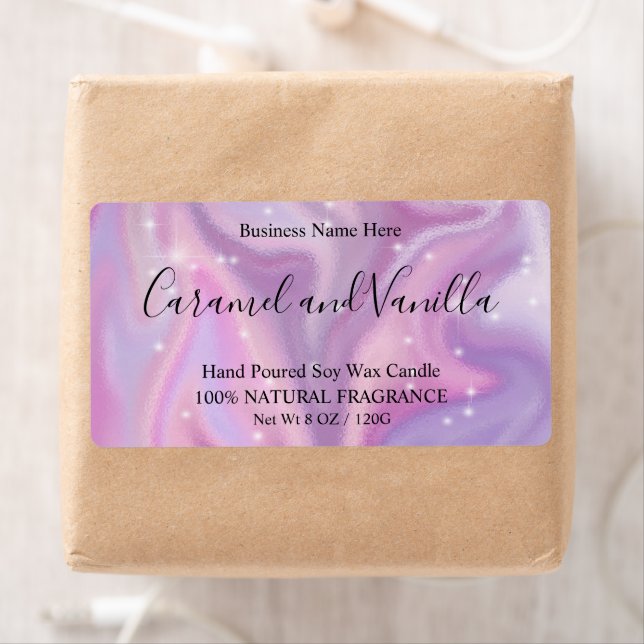 Lila Holographic Color Shift Candles Label (Insitu)
