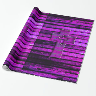 Lila hölzernes Kreuz Geschenkpapier