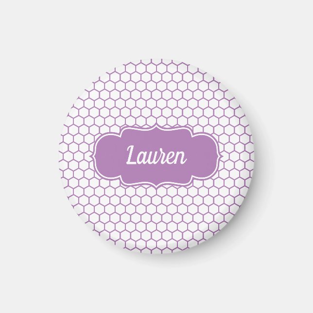 Lila Honeycomb-Individuelle Name Magnet (Vorne)