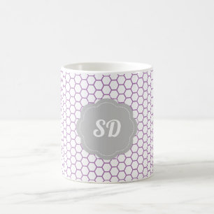 Lila Honeycomb-Monogram Kaffeetasse