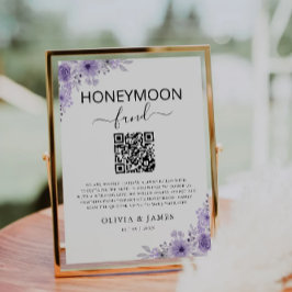 Lila Honeymoon Fund QR Code Sign, Wedding Einladung