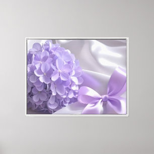 Lila Hortensie mit Seidenband Elegante Blumen Leinwanddruck