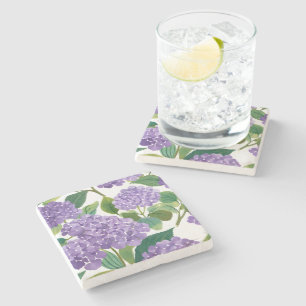 Lila Hortensie Wasserfarbe Floral Küste Steinuntersetzer