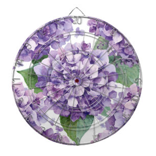 Lila Hortensie Wasserfarbe Floral Lavendelblüte Dartscheibe