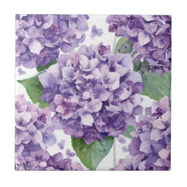 Lila Hortensie Wasserfarbe Floral Lavendelblüte Fliese
