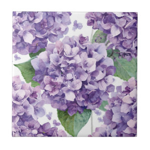 Lila Hortensie Wasserfarbe Floral Lavendelblüte Fliese
