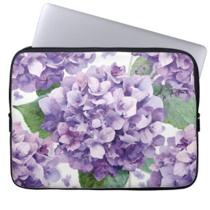 Lila Hortensie Wasserfarbe Floral Lavendelblüte  Laptopschutzhülle