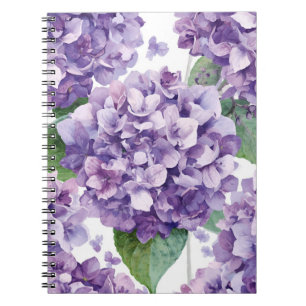 Lila Hortensie Wasserfarbe Floral Lavendelblüte Notizblock