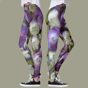 Lila Hortensien-Blumen-Botanische Fotografie Leggings